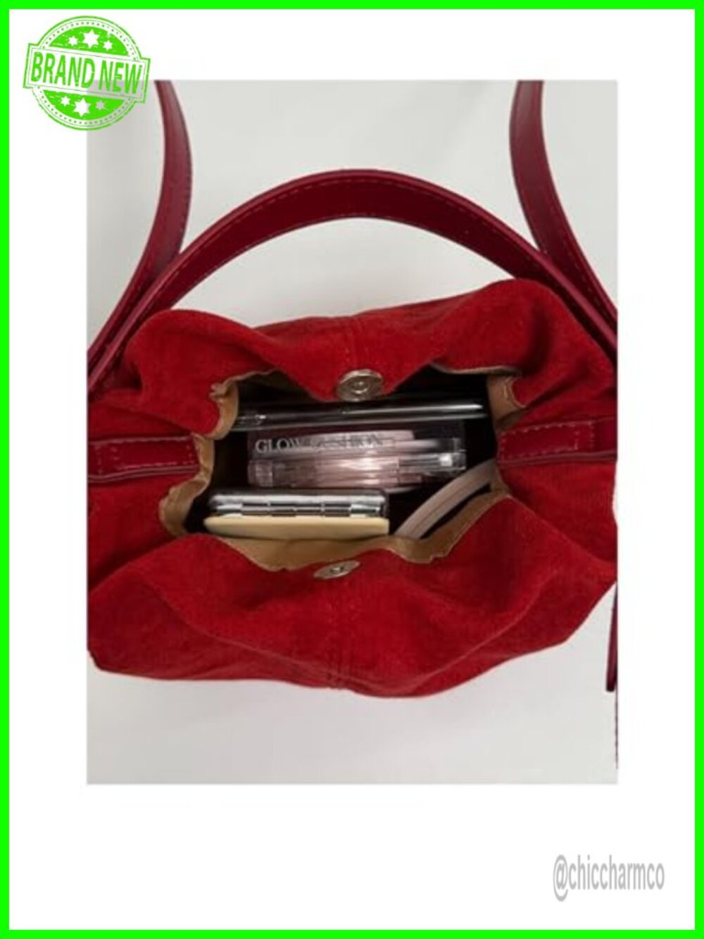 Vintage Suede Handbag Small Tote Bag Drawstring Bucket Crossbody Shoulder Purse - Picture 3 of 6